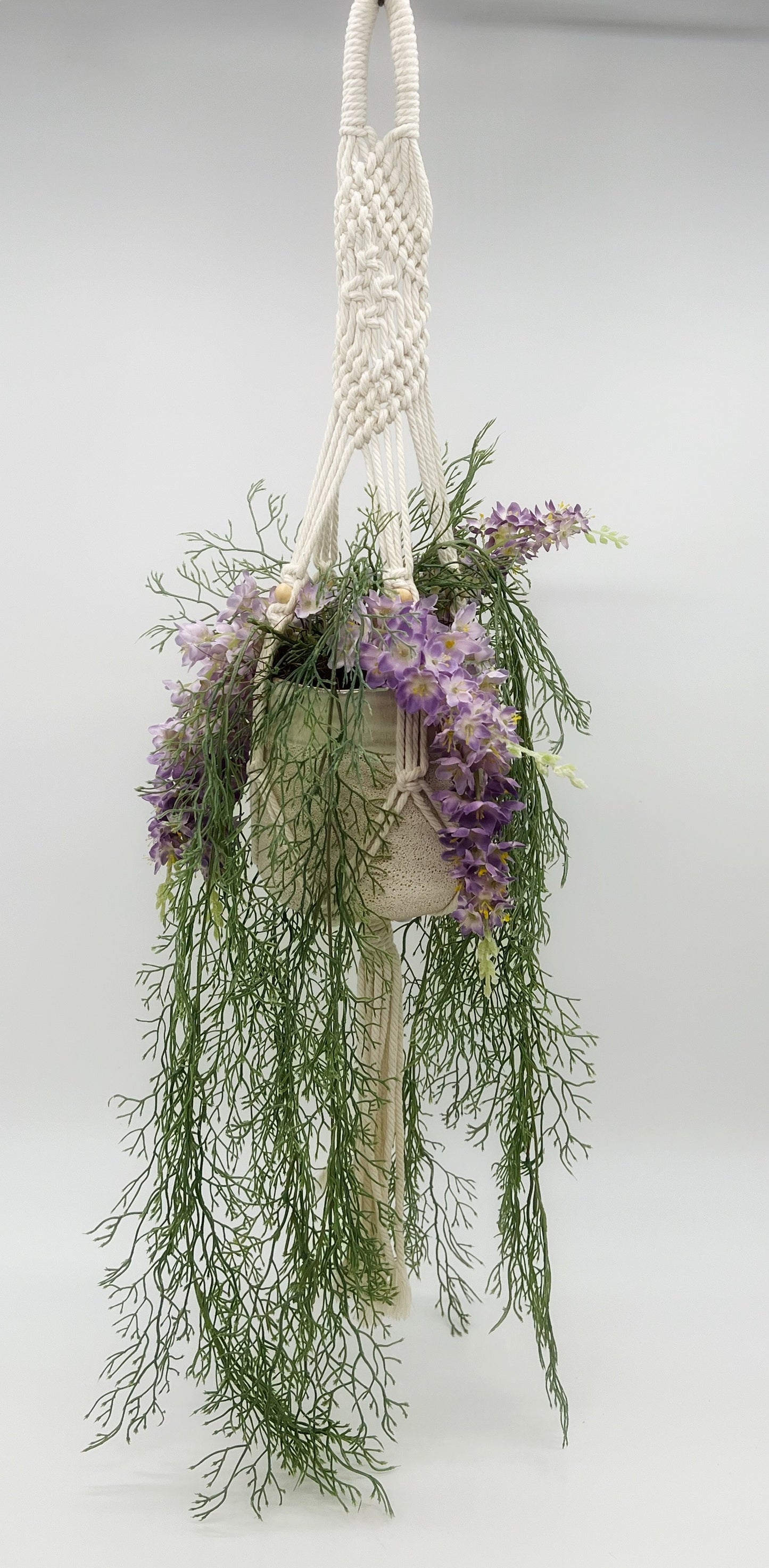 Elegant Silk Wisteria Hanging Planter