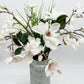 White Magnolias in Galvanized Milk Jug