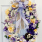 24" Oval Peach, Purple, and White Wreath