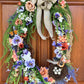 24" Coral, Purple Floral Oval Wreath