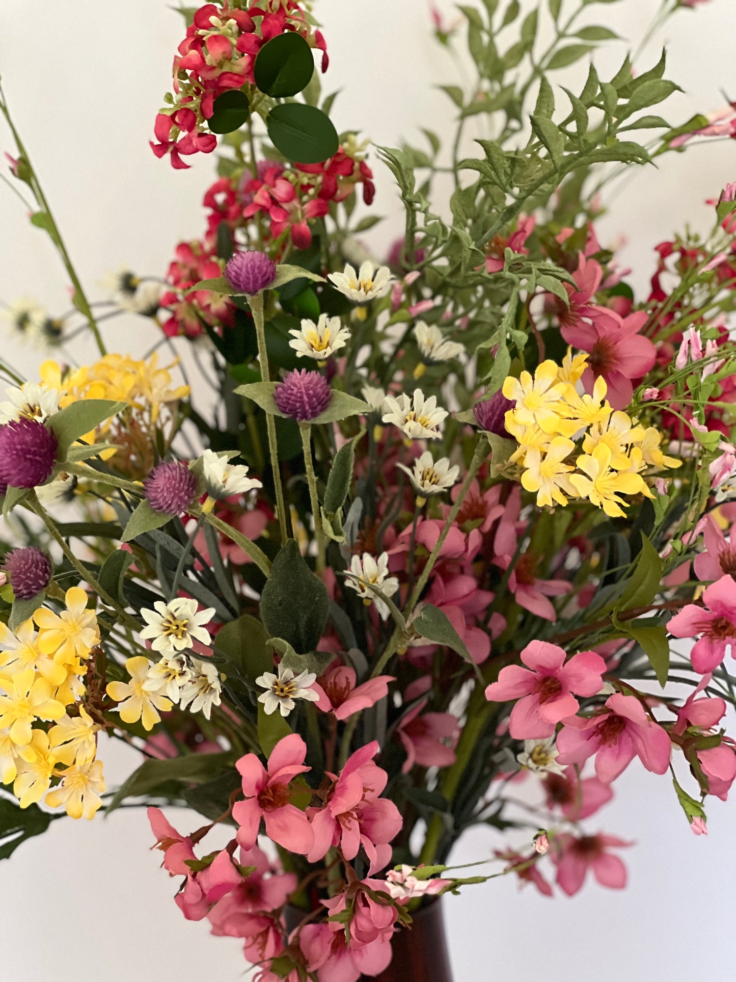 Silk Flower Bouquet in Red Vase