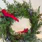 12" Free-Standing, 2-Sided Wreath with Cardinals