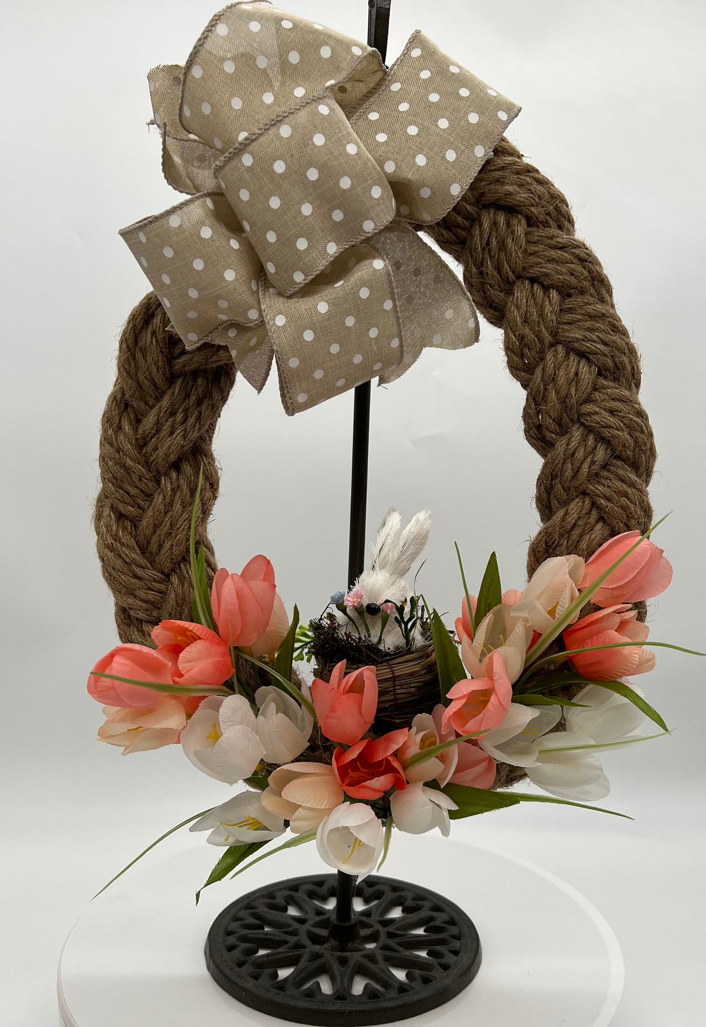 16" Egg-Shaped Easter Bunny Wreath