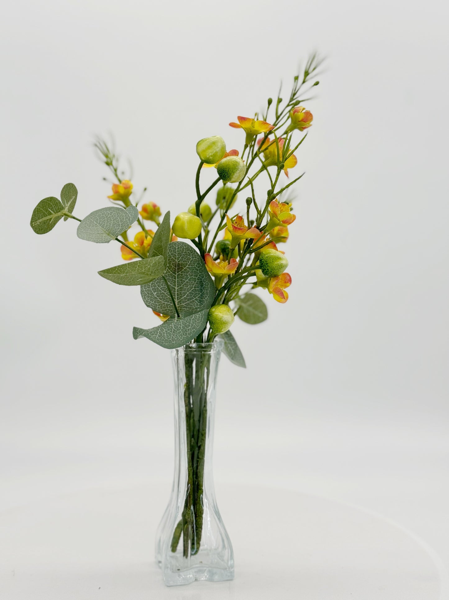 Bud Vase Arrangement of Wax Flowers