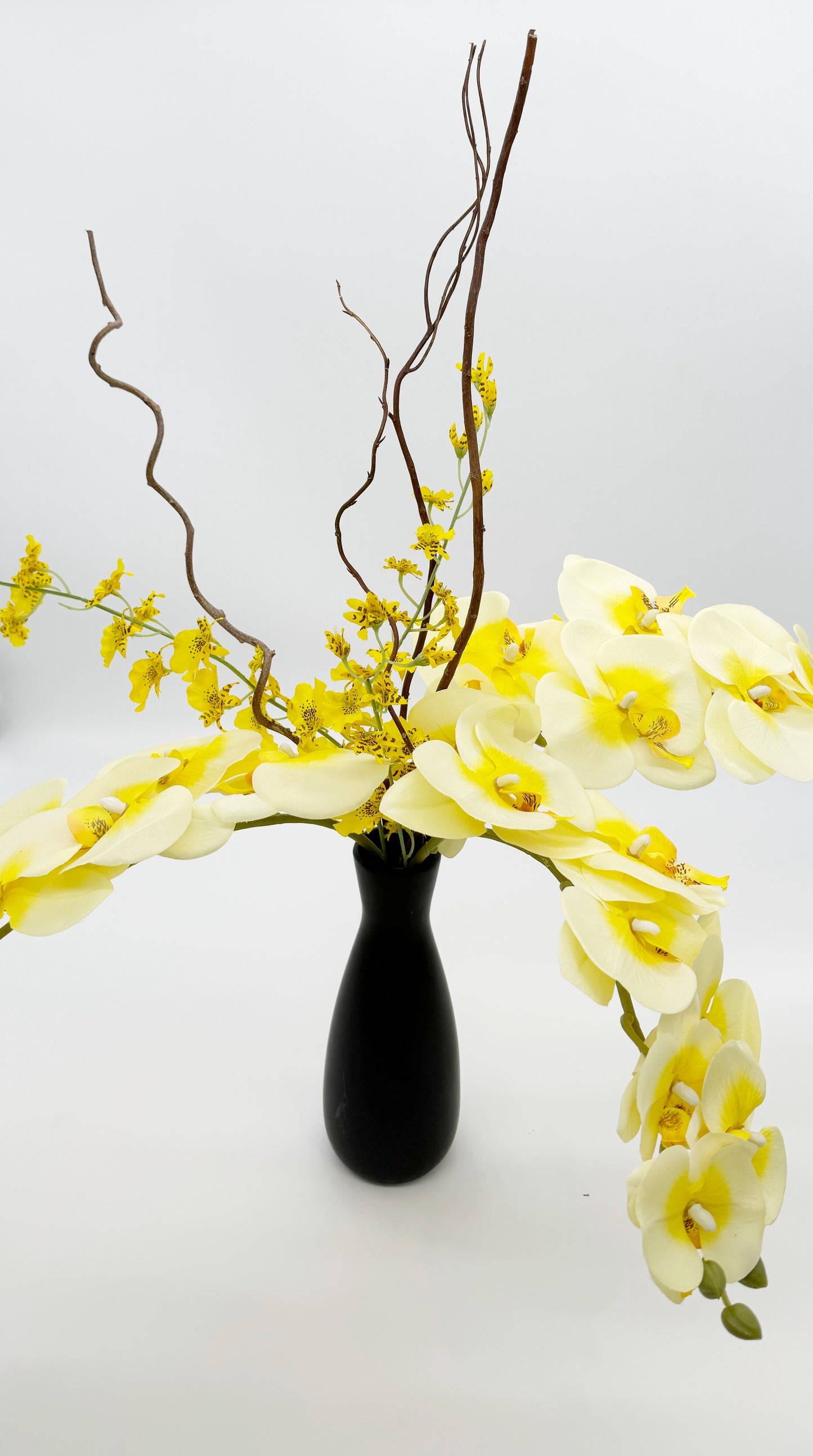 Black Bottle Yellow Orchids