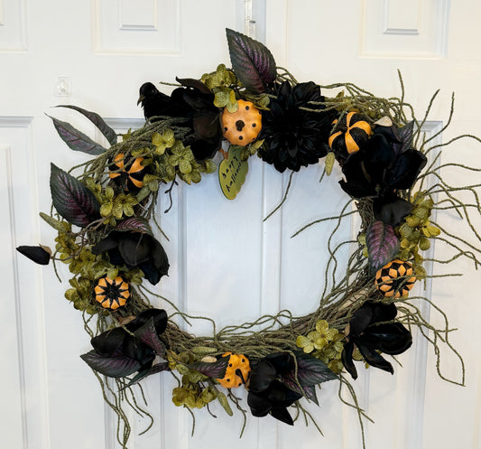 Halloween Wreath with Pumpkins