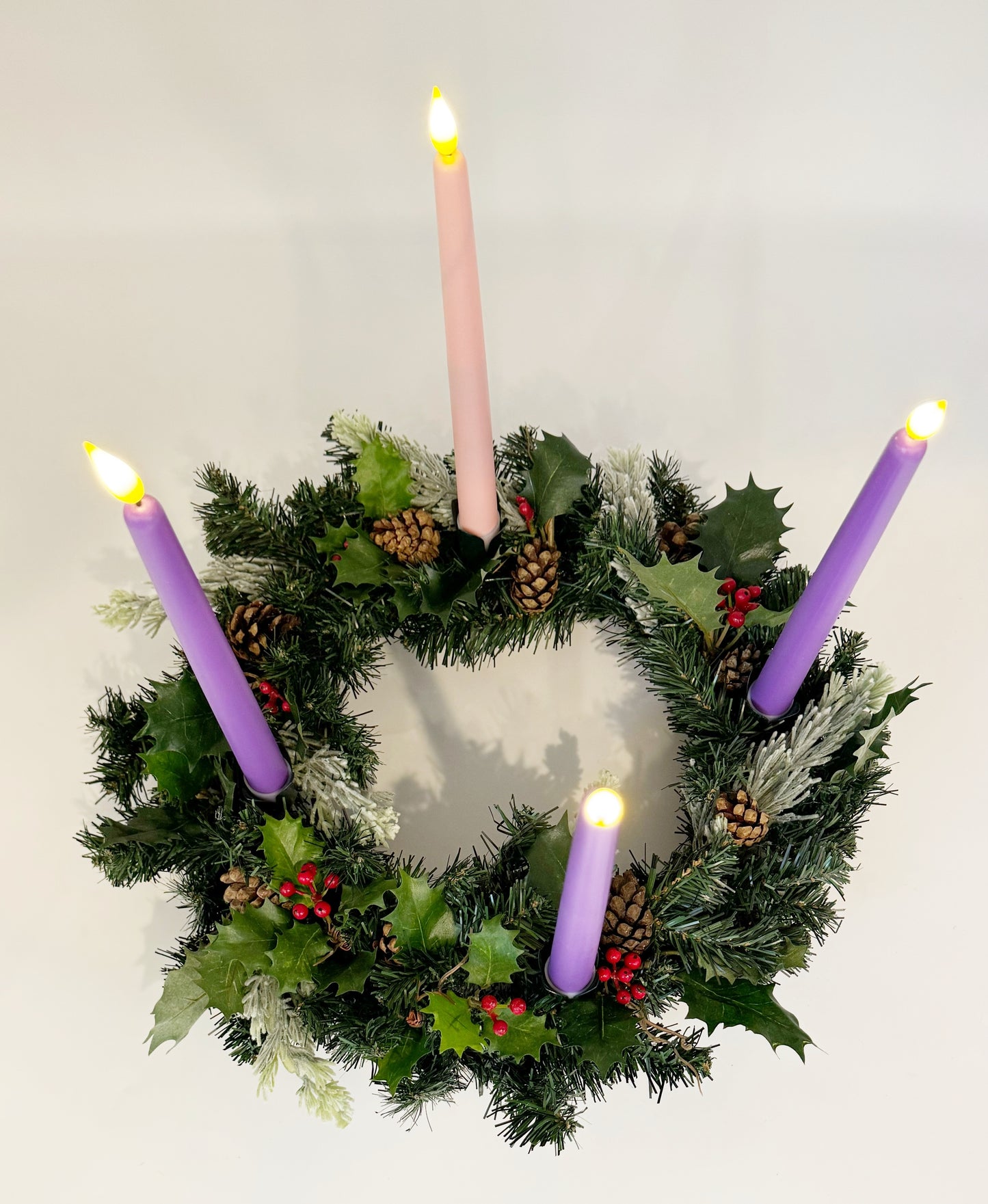 Christmas Advent Wreath with Holly