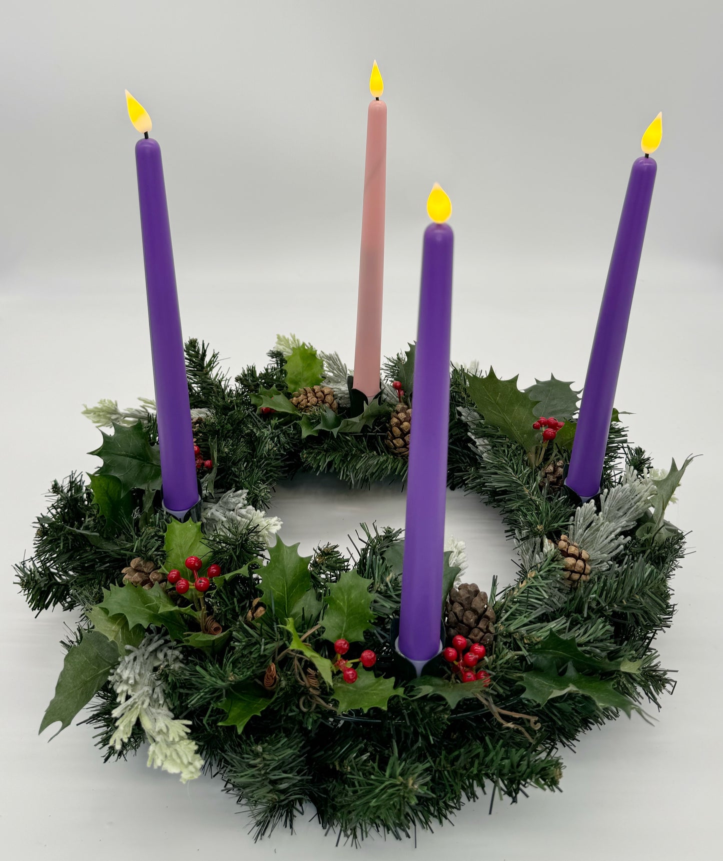 Christmas Advent Wreath with Holly