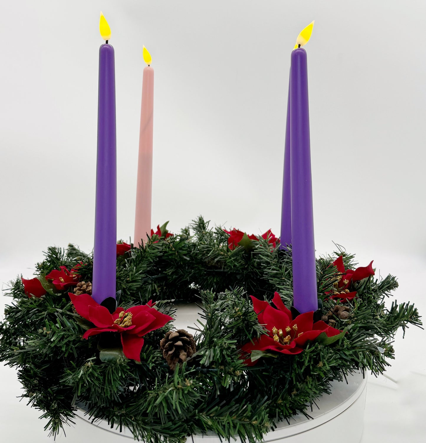 Christmas Advent Wreath with Poinsettias