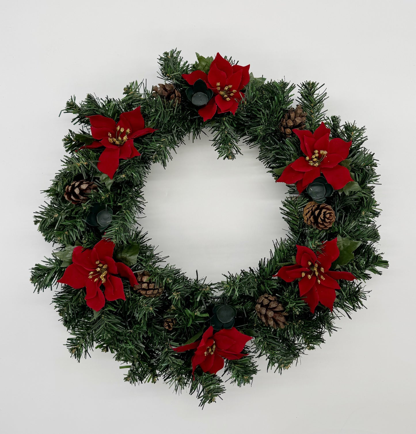 Christmas Advent Wreath with Poinsettias