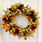 Autumn Harvest Wreath with Eucalyptus, Pom Berries, and Sunflowers