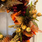 Autumn Harvest Wreath with Eucalyptus, Pom Berries, and Sunflowers