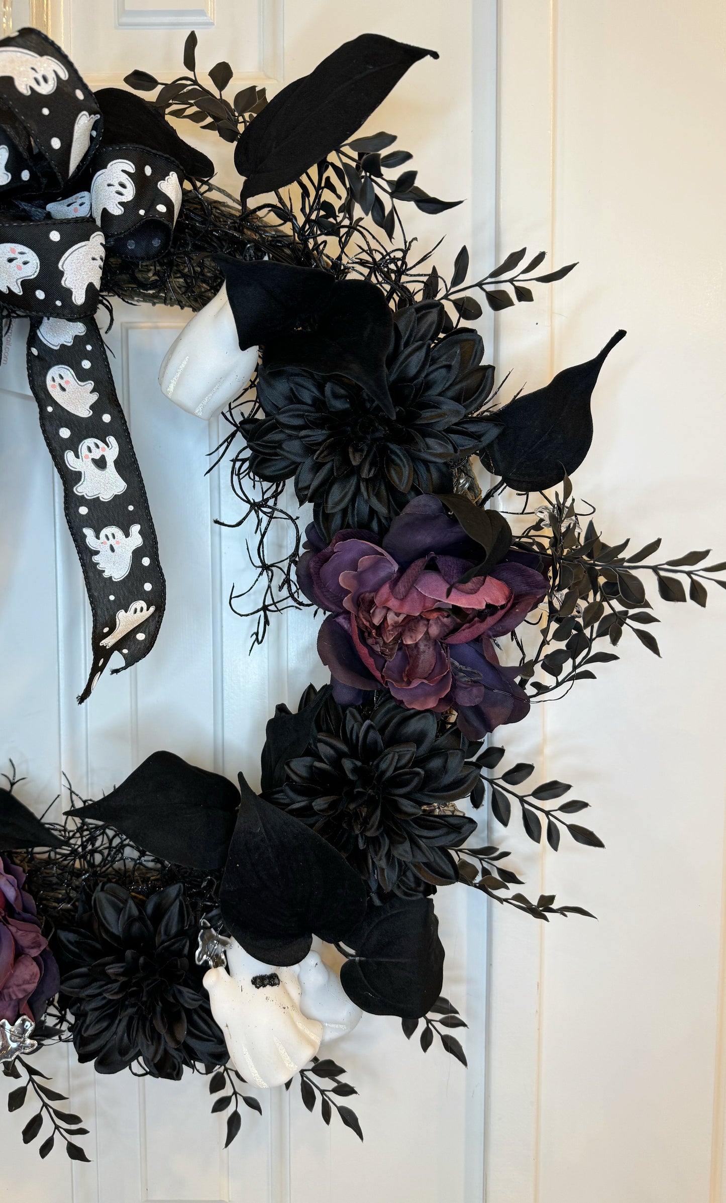 Ghost-Themed Wreath with Lights