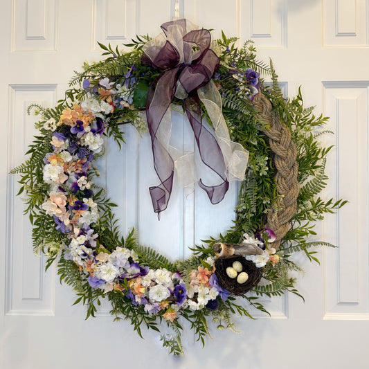 26" Spring Blossoms Wreath with Braided Detail