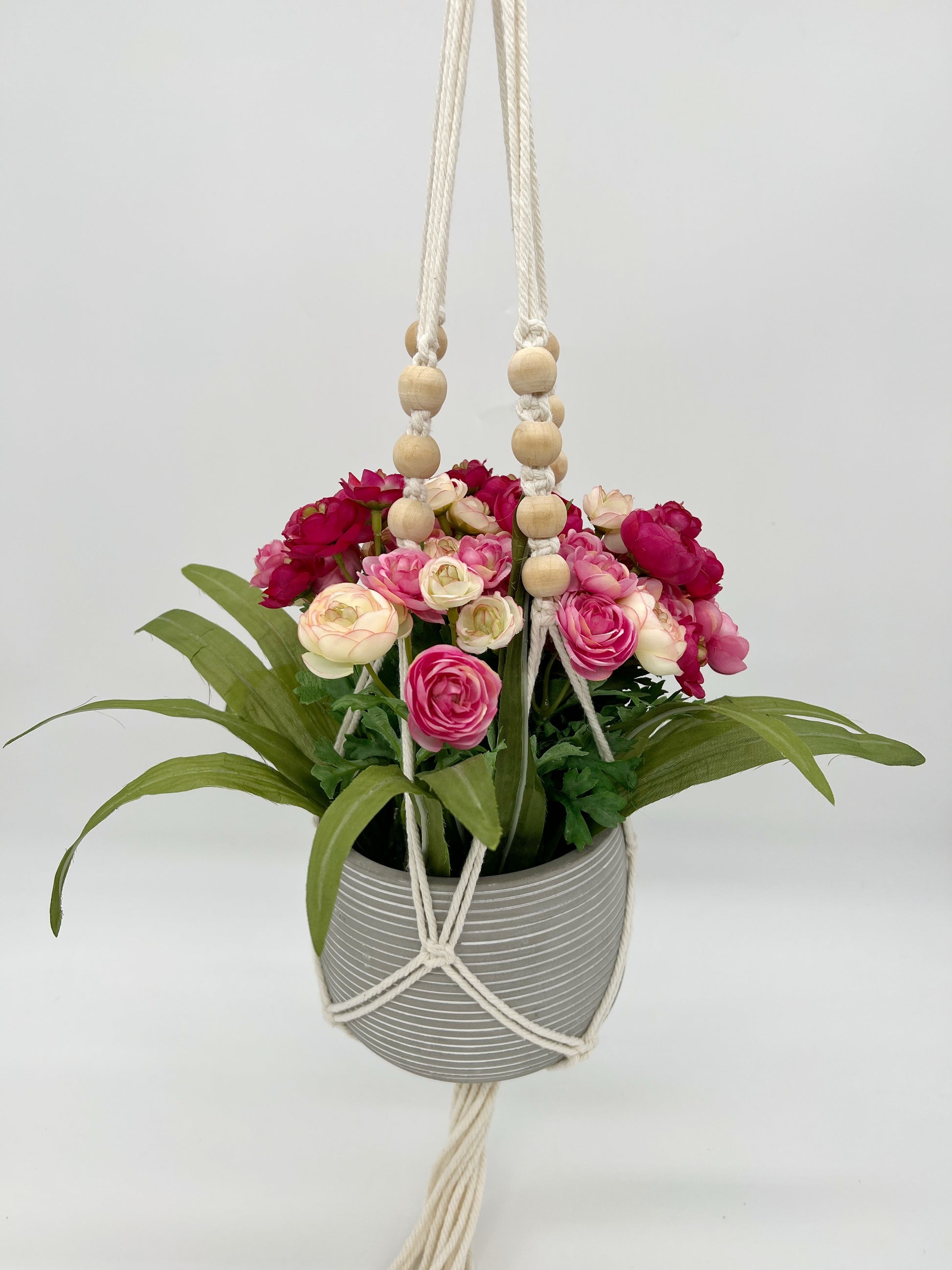 hanging planter pink Ranunculus Hanging Planter