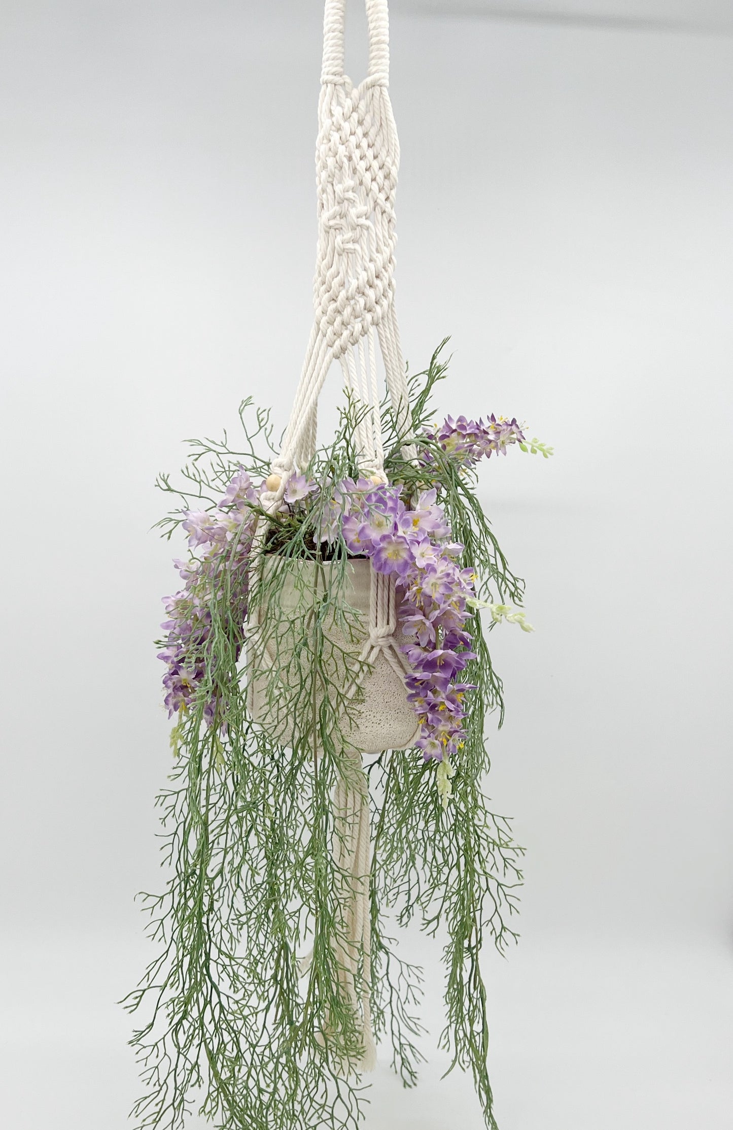 purple hanging planter Elegant Silk Wisteria Hanging Planter