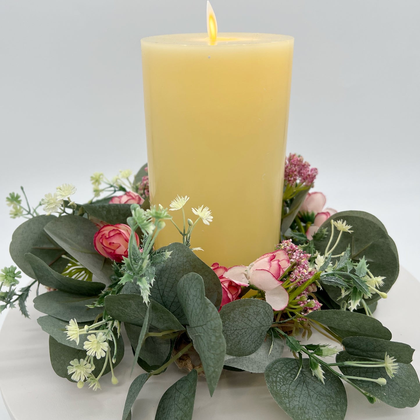 Eucalyptus and Rose Candle Wreath