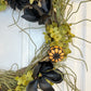 22" Black and Green Halloween Wreath with Pumpkins