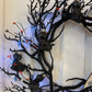 Halloween Black Cat Wreath with Lights