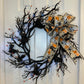 20" Halloween Black Cat Lighted Wreath