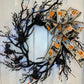 Halloween Black Cat Wreath with Lights