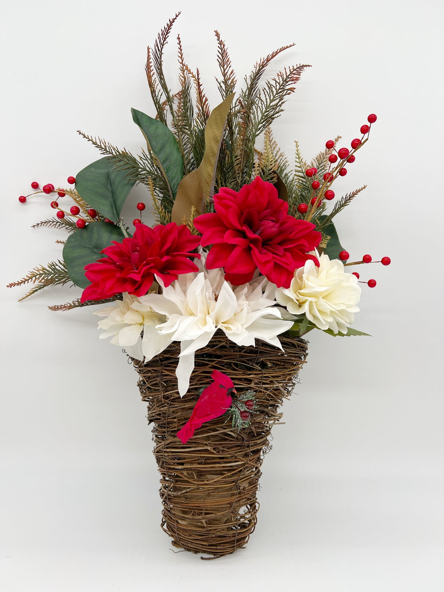 Christmas Dahlias Cloche Wreath