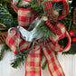 18" Holly Leaves with Plaid Bow Christmas Wreath