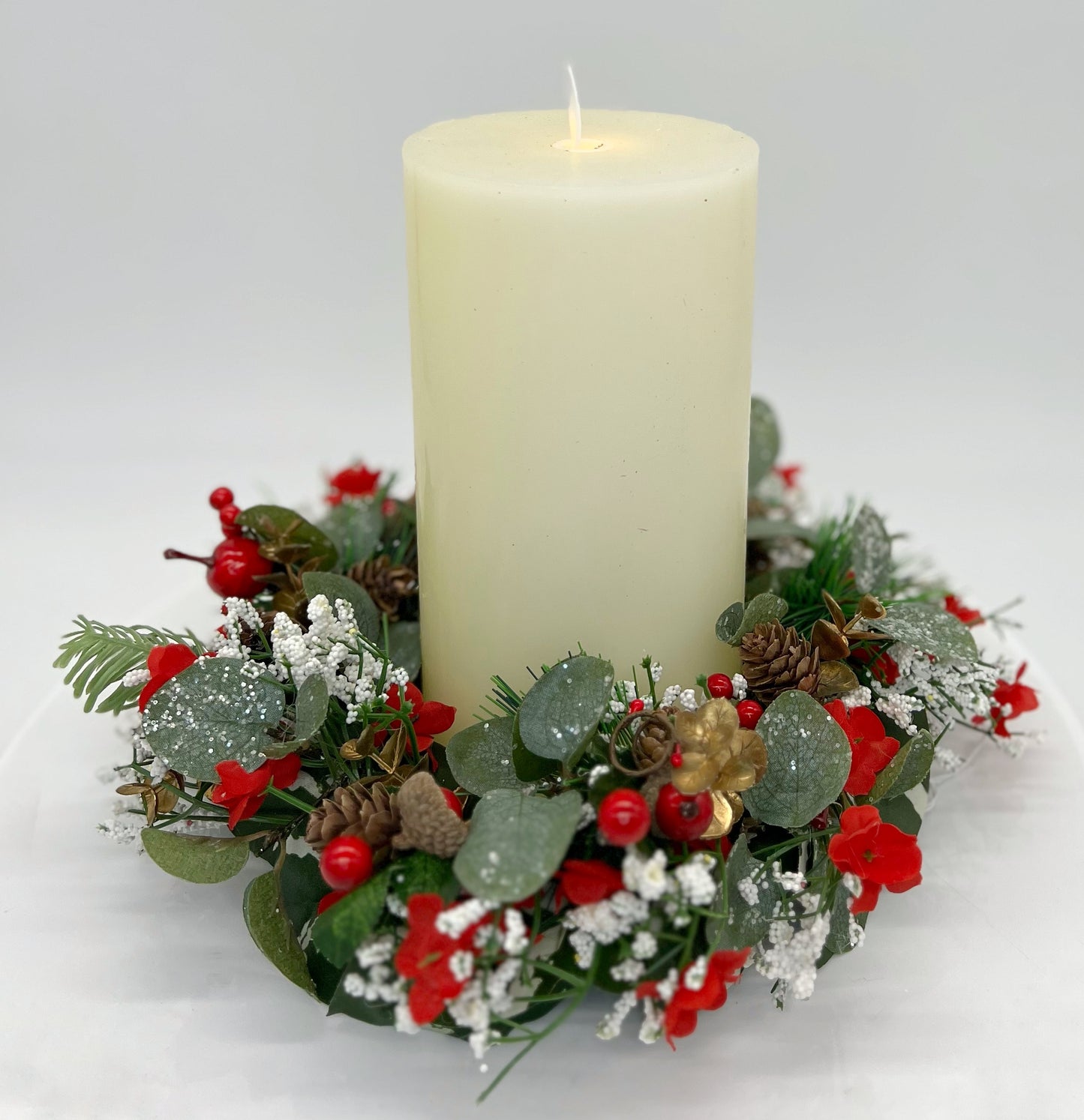 Christmas Pillar Candle Wreath