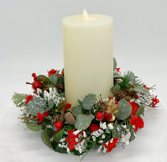 Christmas Pillar Candle Wreath