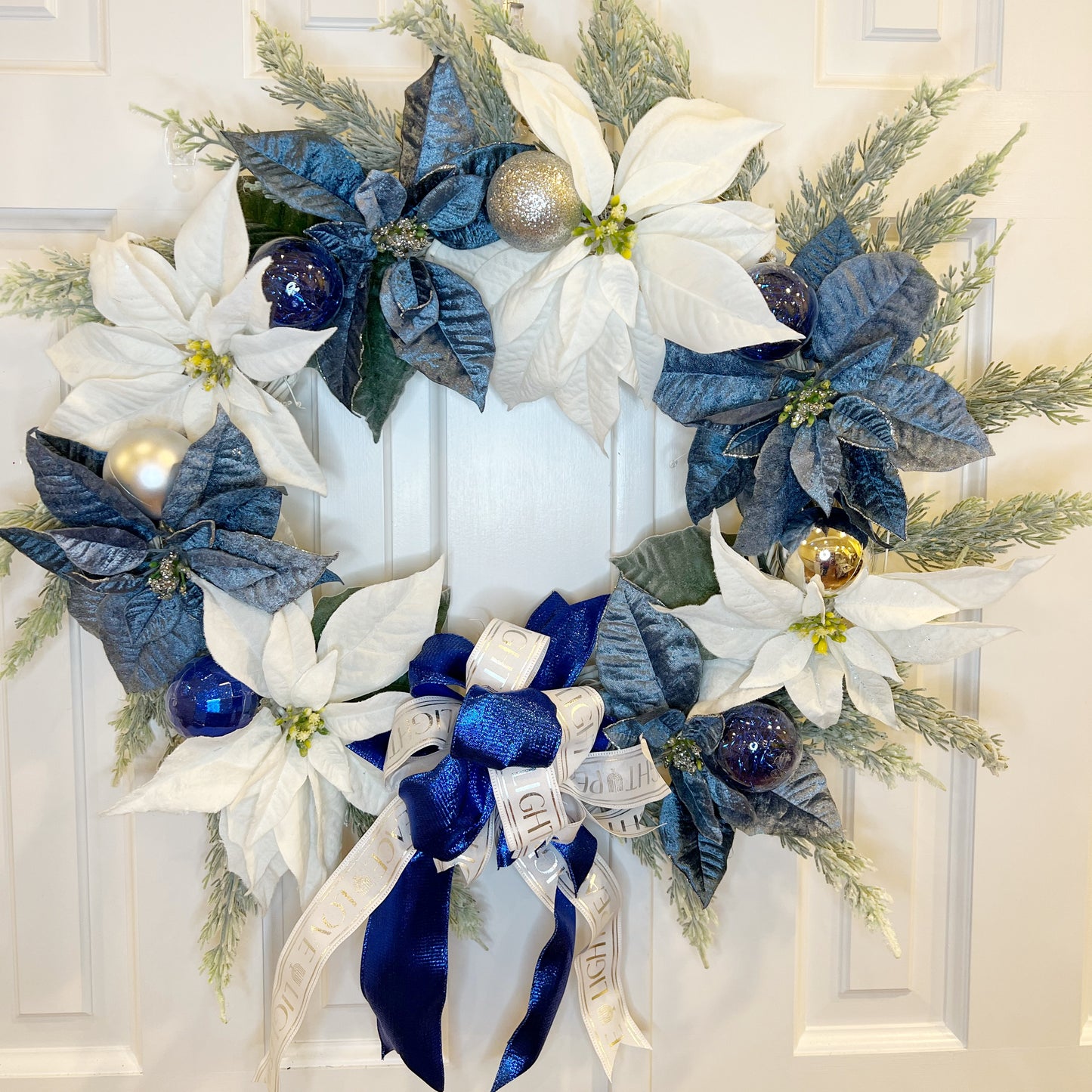 26" Hanukkah Poinsettia Wreath