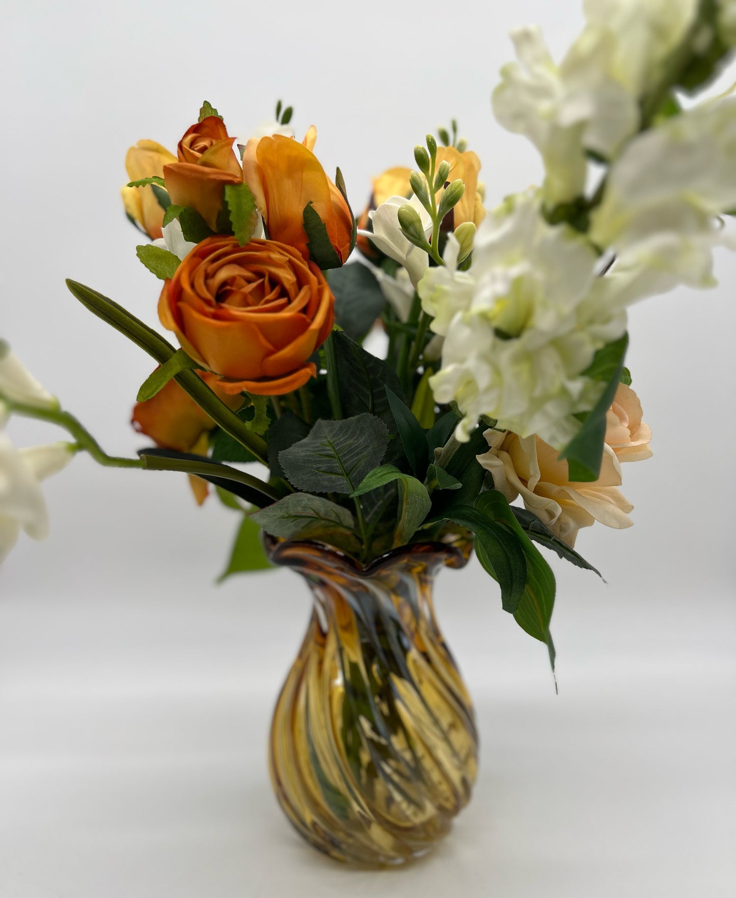 Roses in Amber Vase
