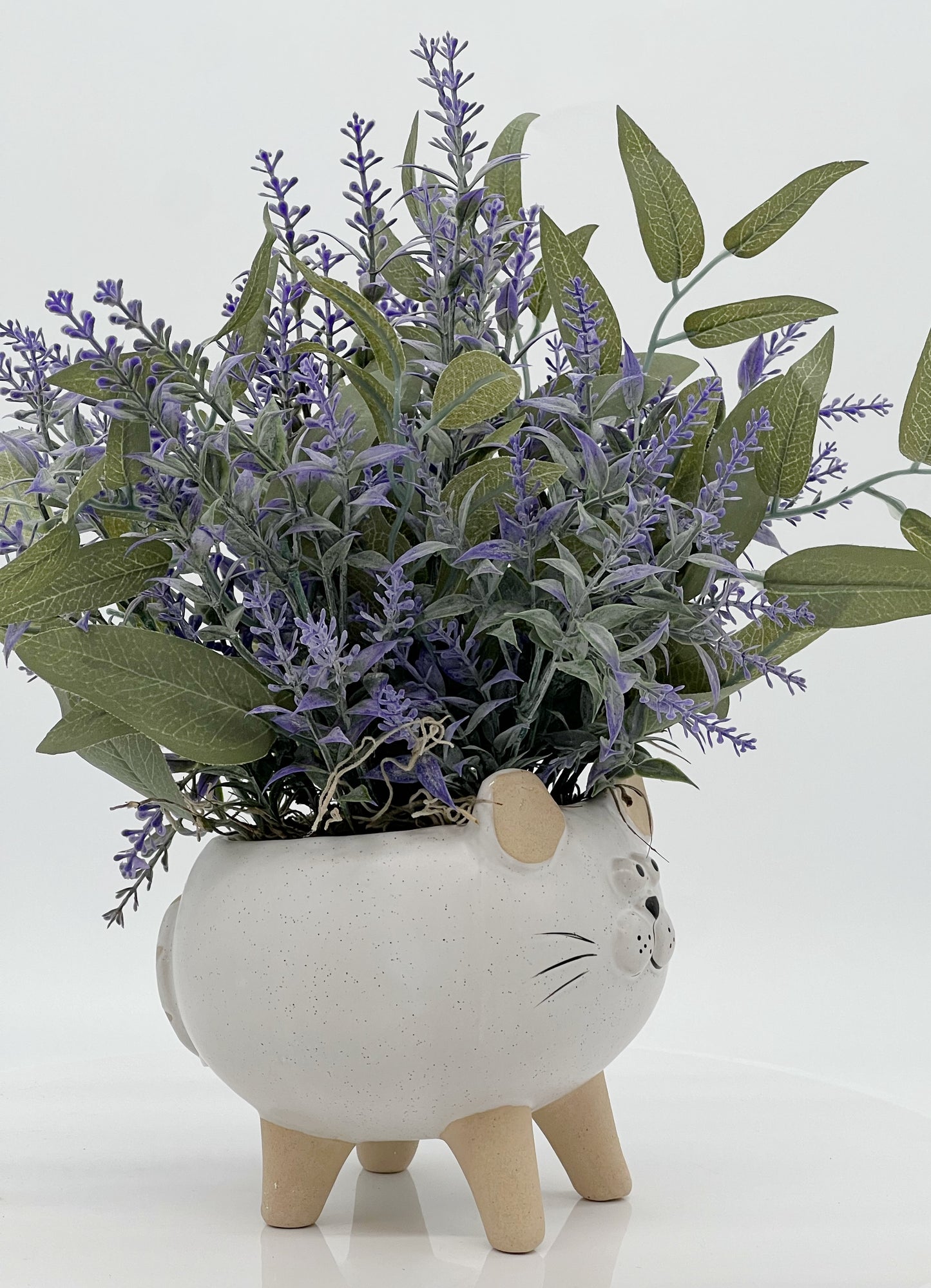 Cat Planter with Lavender