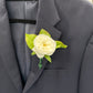 White Cabbage Rose Boutonniere