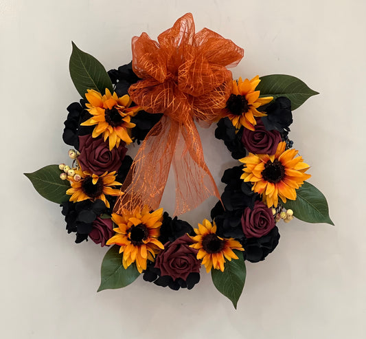 Fall Sunflowers and Roses Wreath