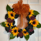 16" Sunflowers and Roses Wreath