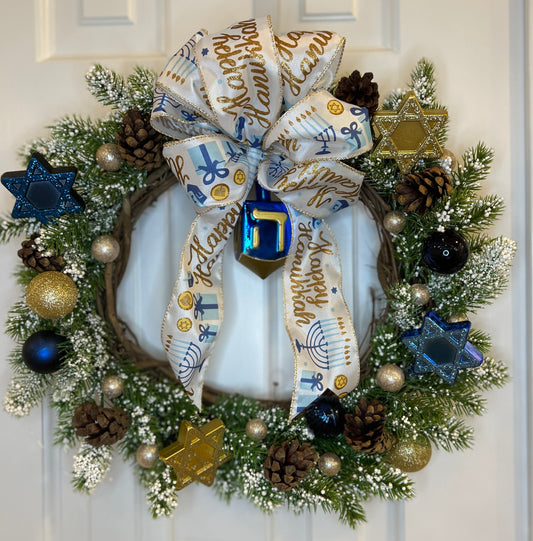 Hanukkah Snowy Pine Wreath