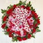 16" Red Roses and Deco Mesh Wreath