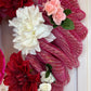 Heart Shaped Dahlias, Roses & Deco Mesh Wreath
