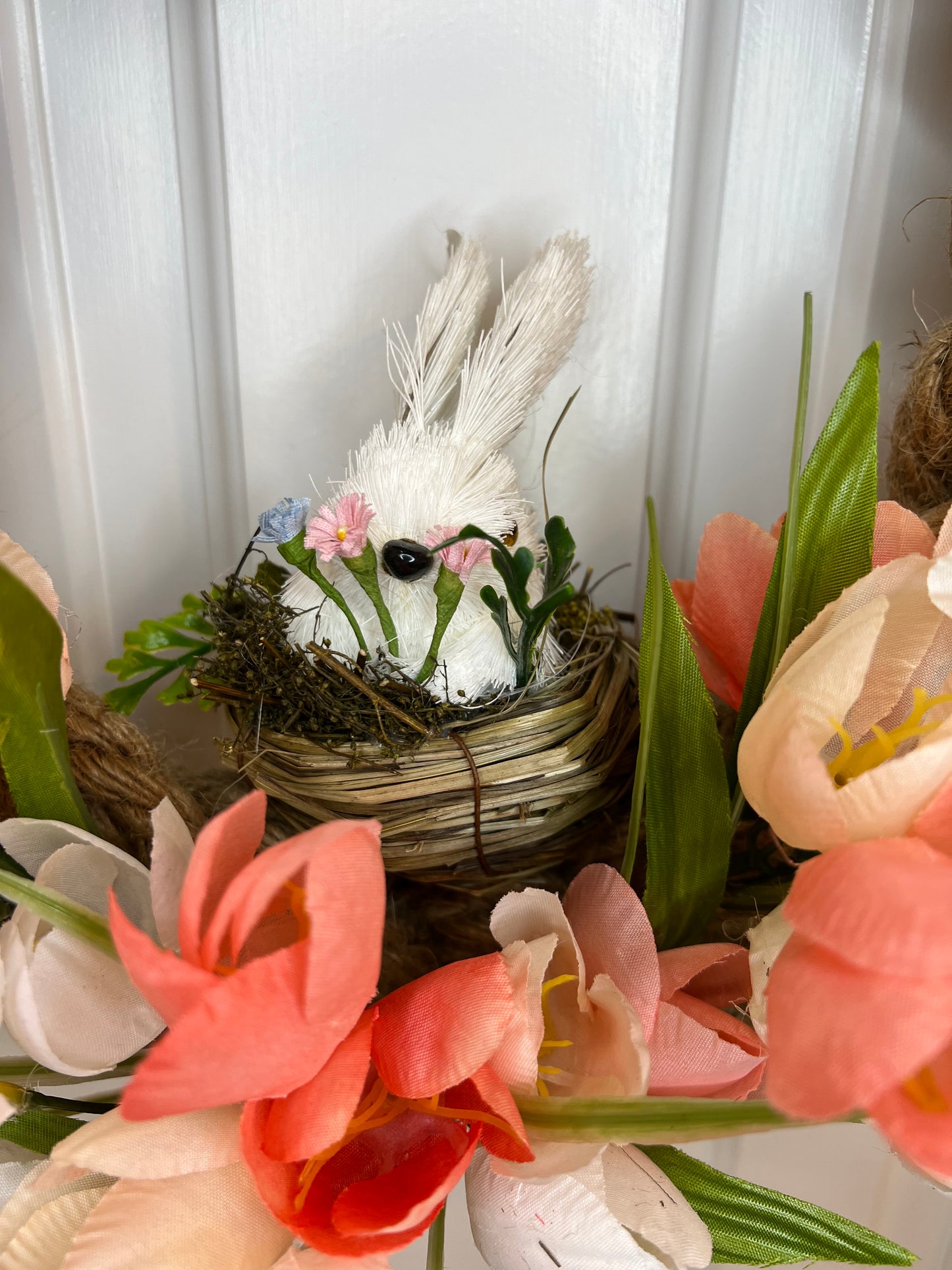 16" Egg-Shaped Easter Bunny Wreath