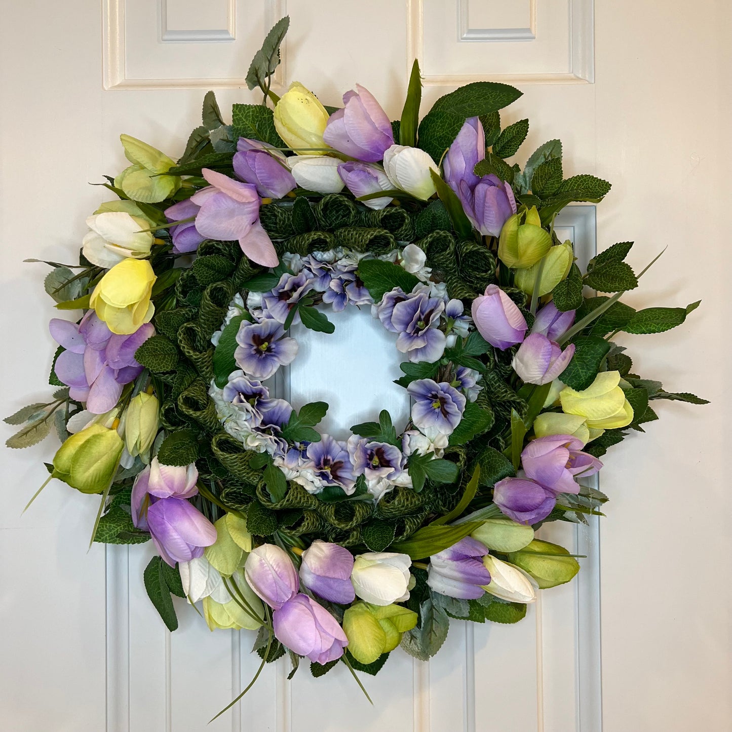 15" Unique Purple Pansies Wreath