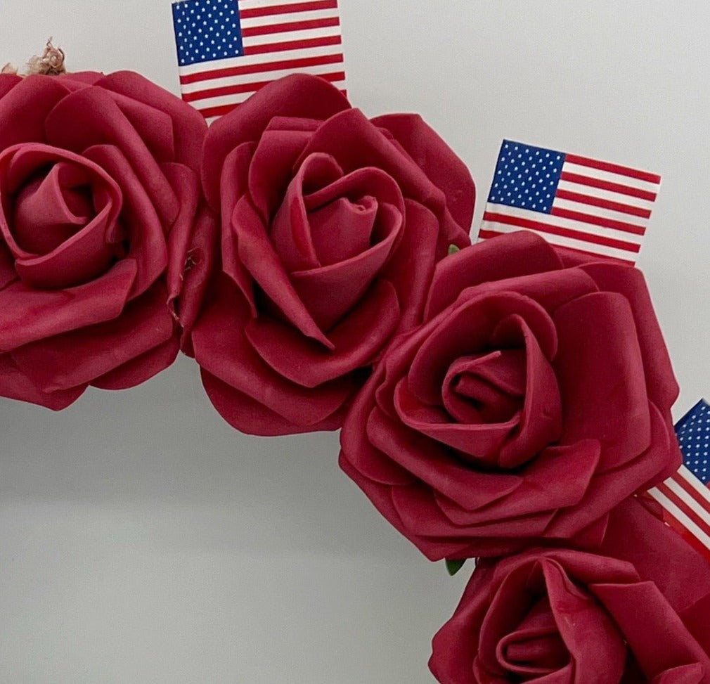12" Patriotic Roses Wreath