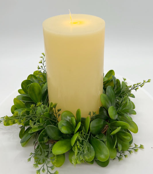 Boxwood and Maidenhair Fern Candle Wreath