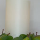 beautiful candle wreath featuring silk Eucalyptus leaves and various sized Faux pears