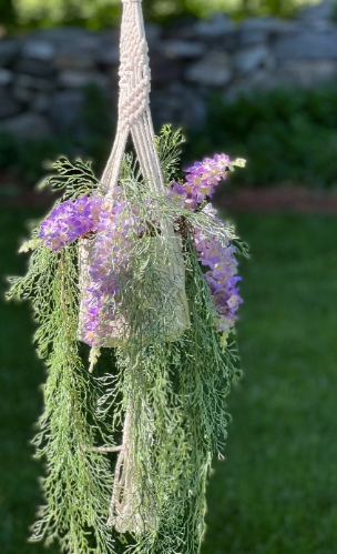 purple hanging flower plant Elegant Silk Wisteria Hanging Planter